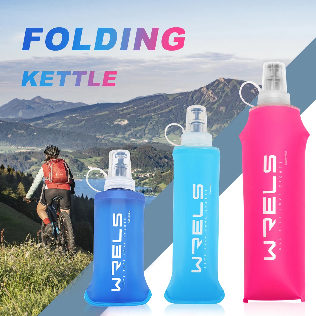 WRELS Collapsible Soft Water Bottle Running Hydration Flask Sport Bag - 7