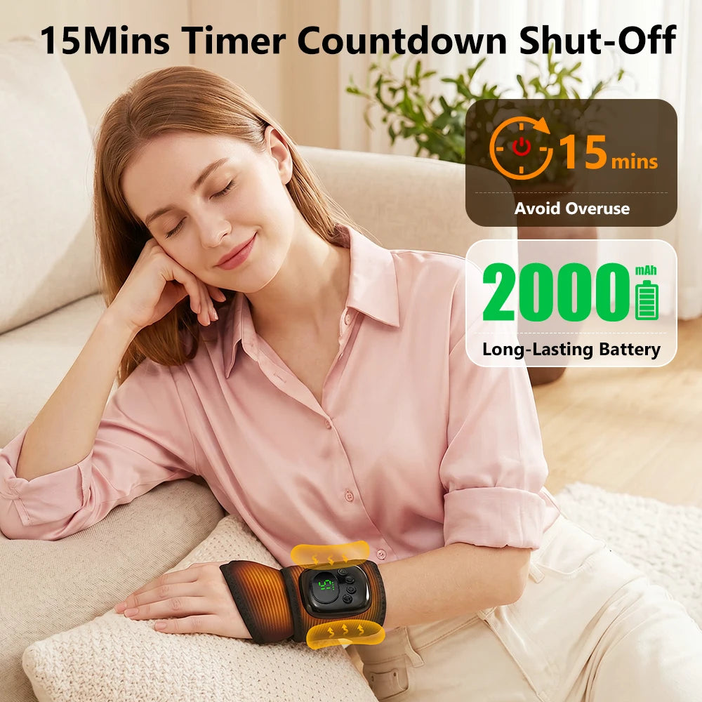 Cordless Heated Wrist Massager Air Compression Hand Wrap