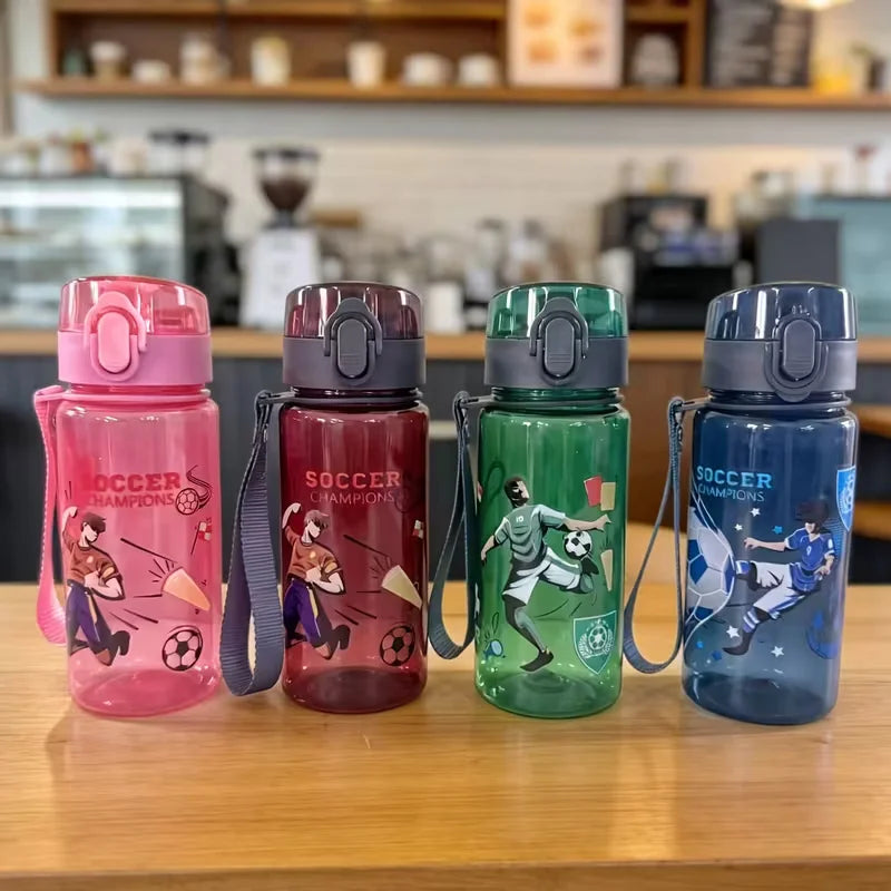 400ml Soccer Water Bottle Leak Proof Kids Sport Cup with Carry Strap - 1