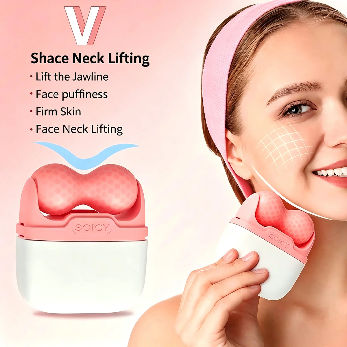 Double Ended Ice Roller for Face and Eye Puffiness Cold Compress Tool