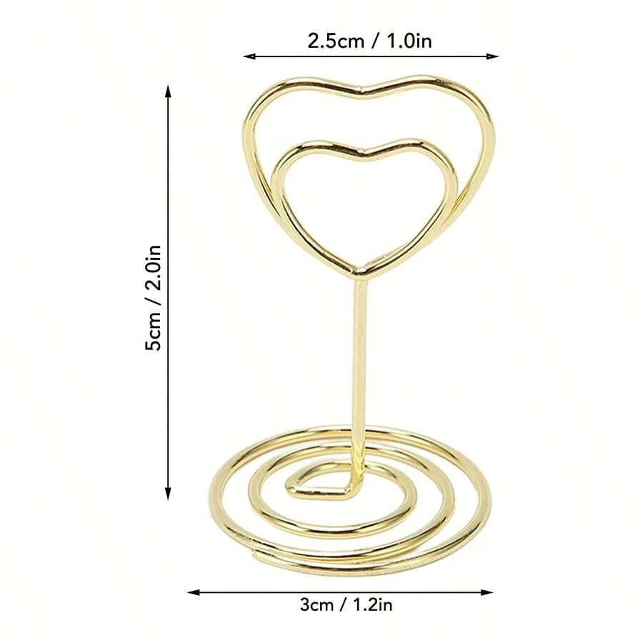 Heart Shape Table Number Card Holders Metal Photo Memo Stand Clips