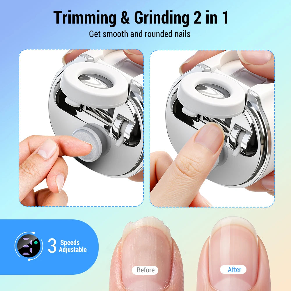 Electric Nail Clipper with LED Light and Magnifier