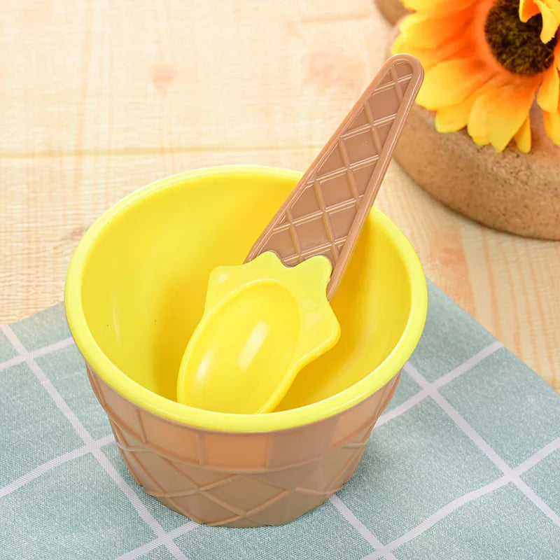 4 Piece Ice Cream Bowls and Spoons Set Dessert Sundae Serving Kit - 7
