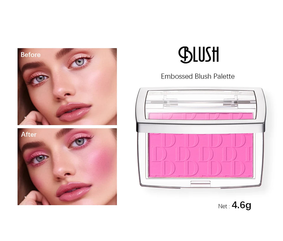 Matte Embossed Blush Palette and Brush Set