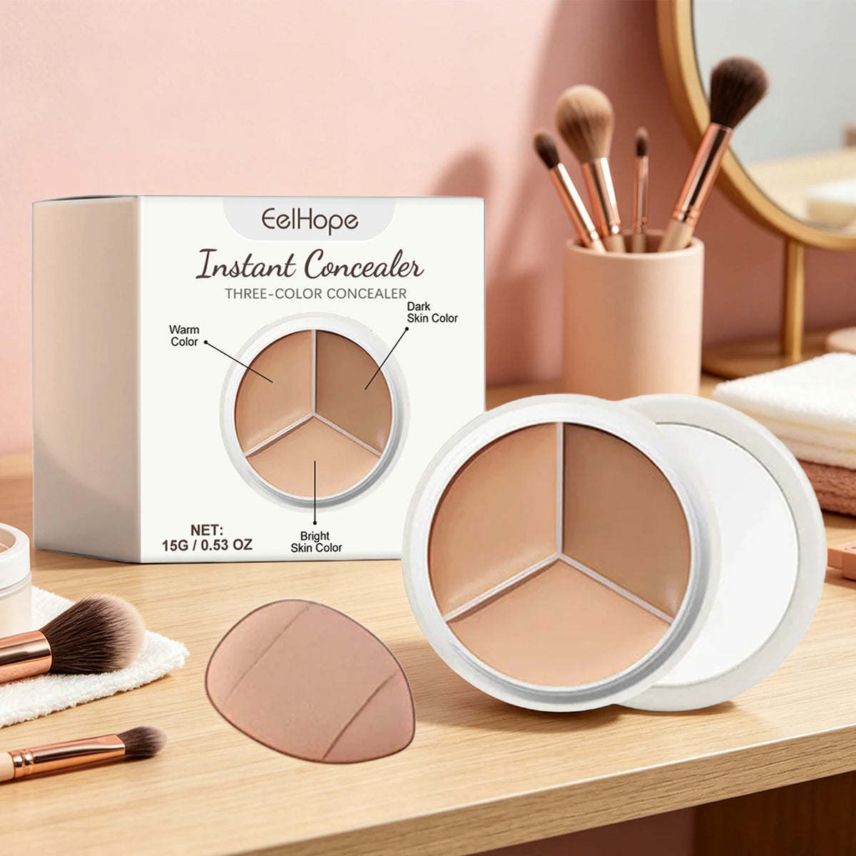3-Color Cream Concealer Palette Dark Circle Correcting Makeup