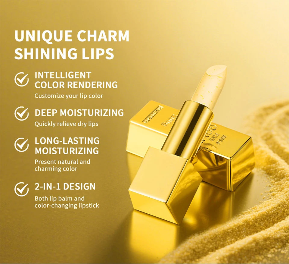 24K Gold Color Changing Lipstick & Moisturizing Lip Balm