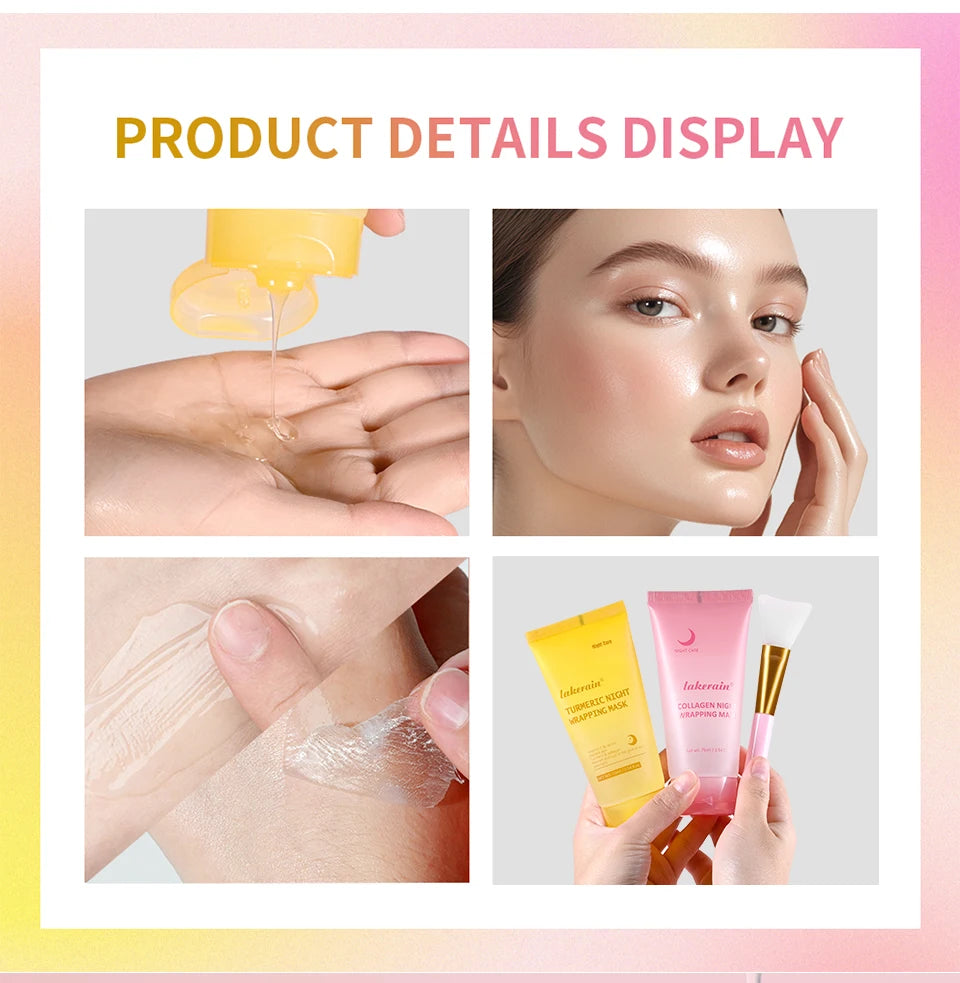 Glow Overnight Wrapping Mask Duo Collagen Turmeric Skincare Combo - 15