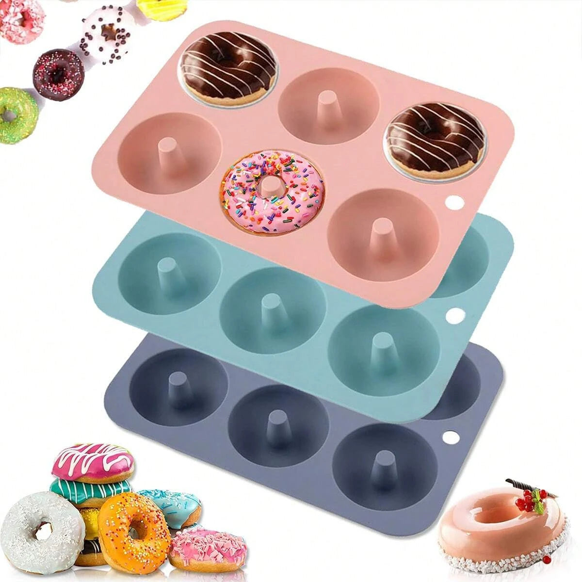 Silicone Donut Mold 6 Cavity Nonstick Baking Pan for Cakes and Pastries