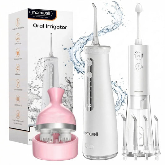 Mornwell Water Flosser and Nasal Irrigator Combo with Head Massager