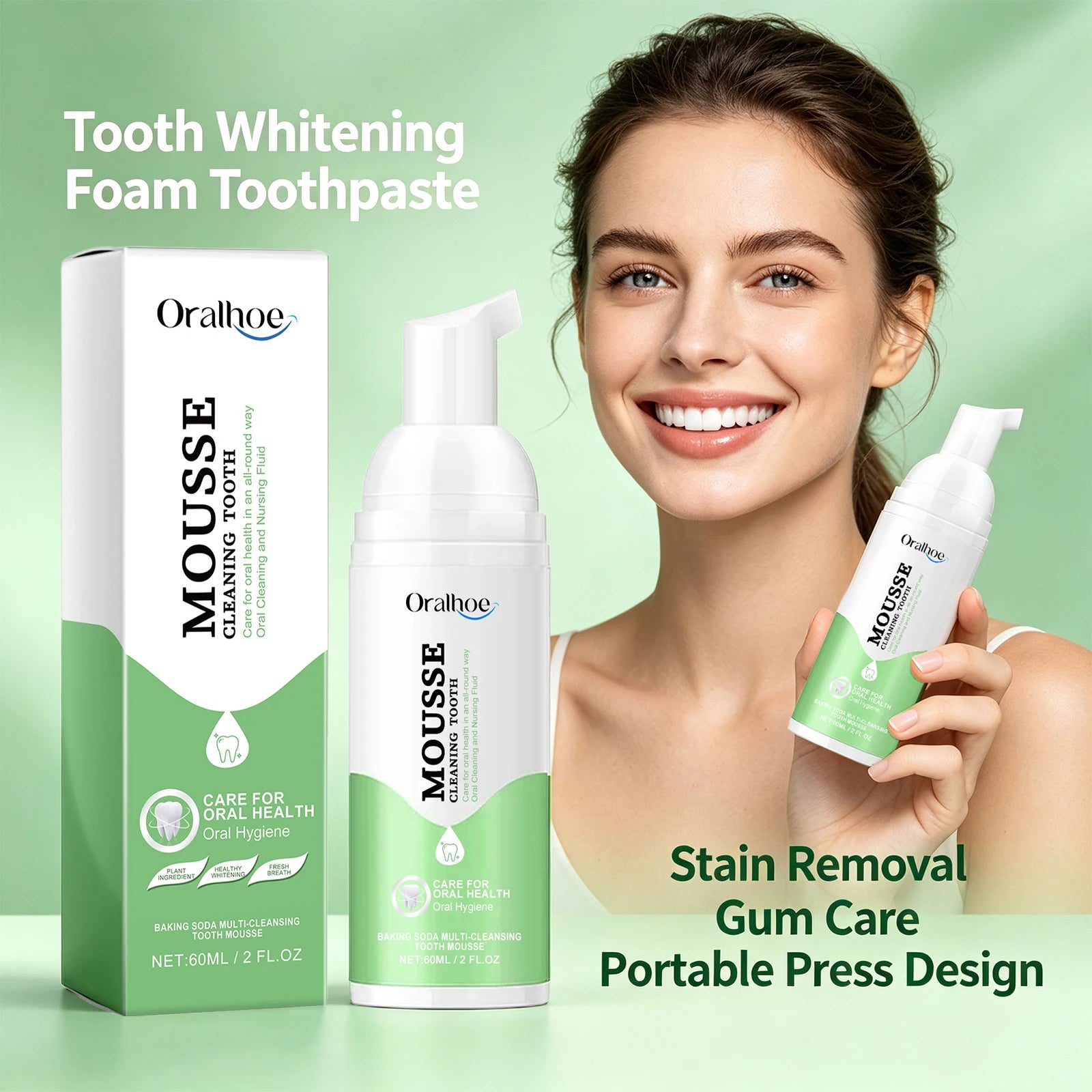 Whitening Foaming Toothpaste Stain Removal Plaque Foam Mousse - 2