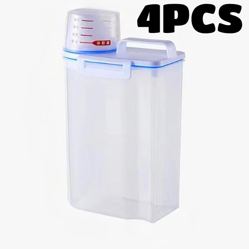 4 Pack Airtight Rice Storage Container Set with Measuring Cup Dispenser - 19