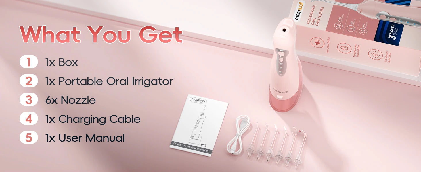 Mornwell D52 Rechargeable Portable Water Flosser Teeth Cleaner - 19