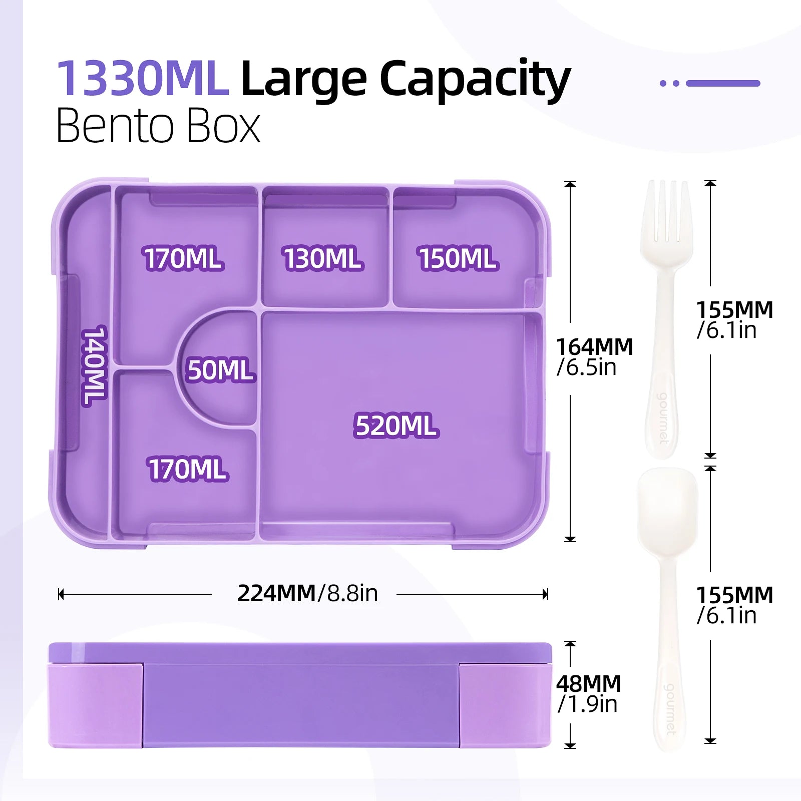 YOCITY Leakproof Bento Lunch Box Divided Food Container for School Work - 7