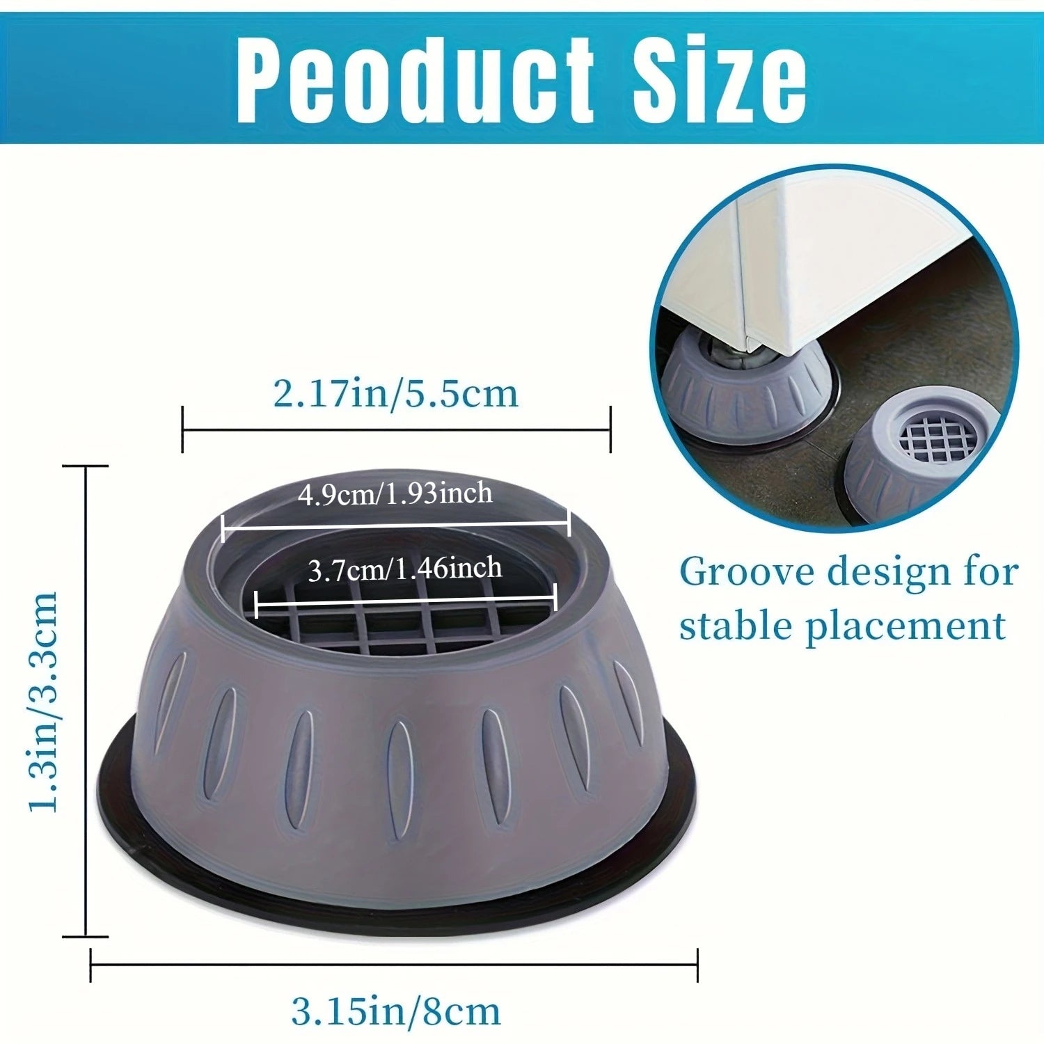 12PCS Anti Vibration Pads Washing Machine Feet Stabilizer Raiser Mat