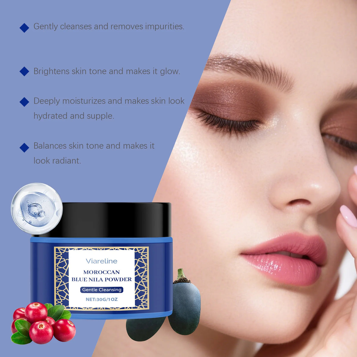 Moroccan Blue Nila Powder Exfoliating Face Mask Brightening Treatment