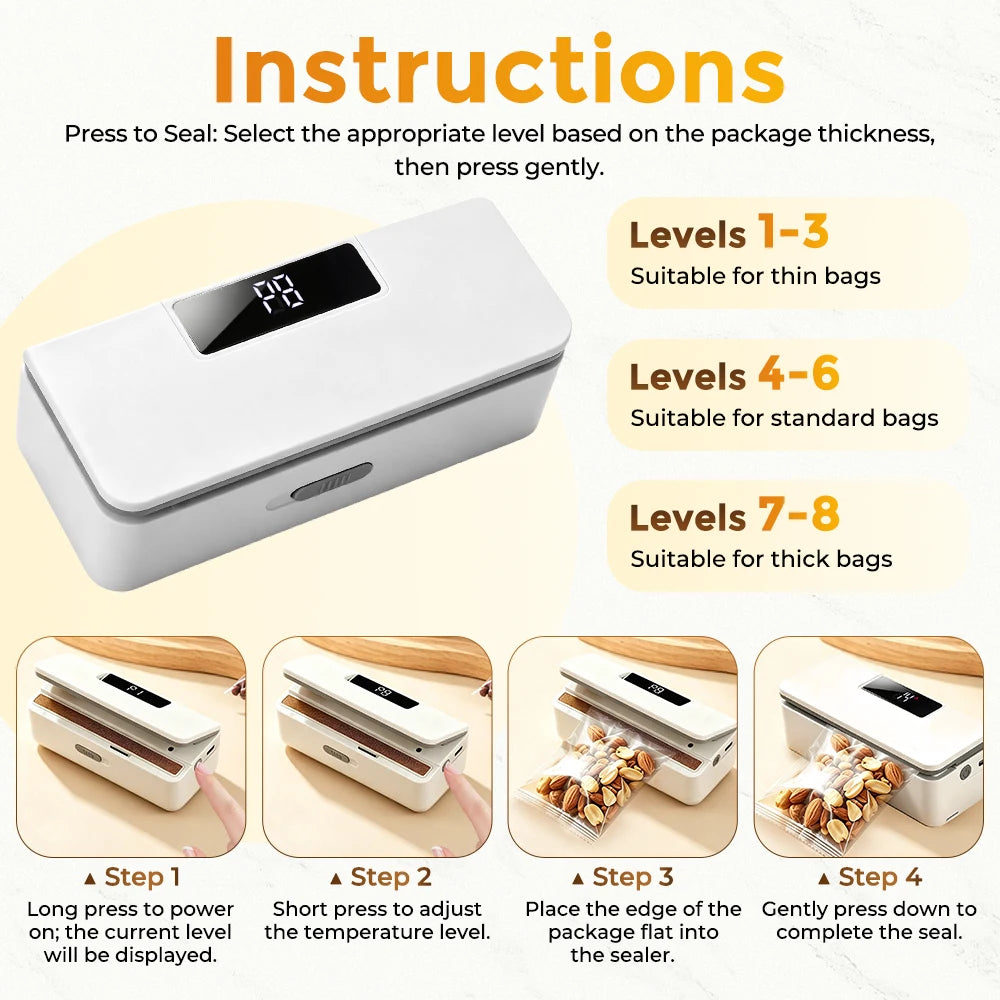 Portable Food Sealer Handheld Mini Bag Sealer with Cutter