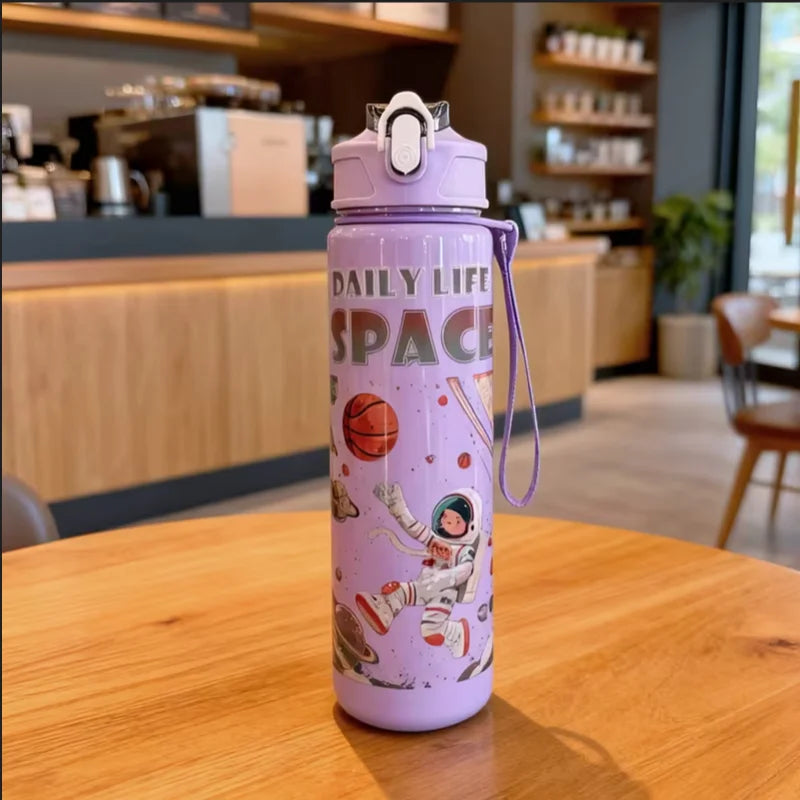 750ML Astronaut Water Bottle Sport Straw Cup with Bouncy Lid
