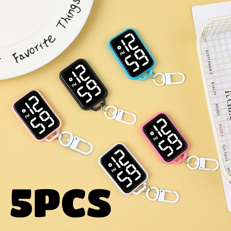 LED Digital Keychain Watch Portable Electronic Pendant Clock