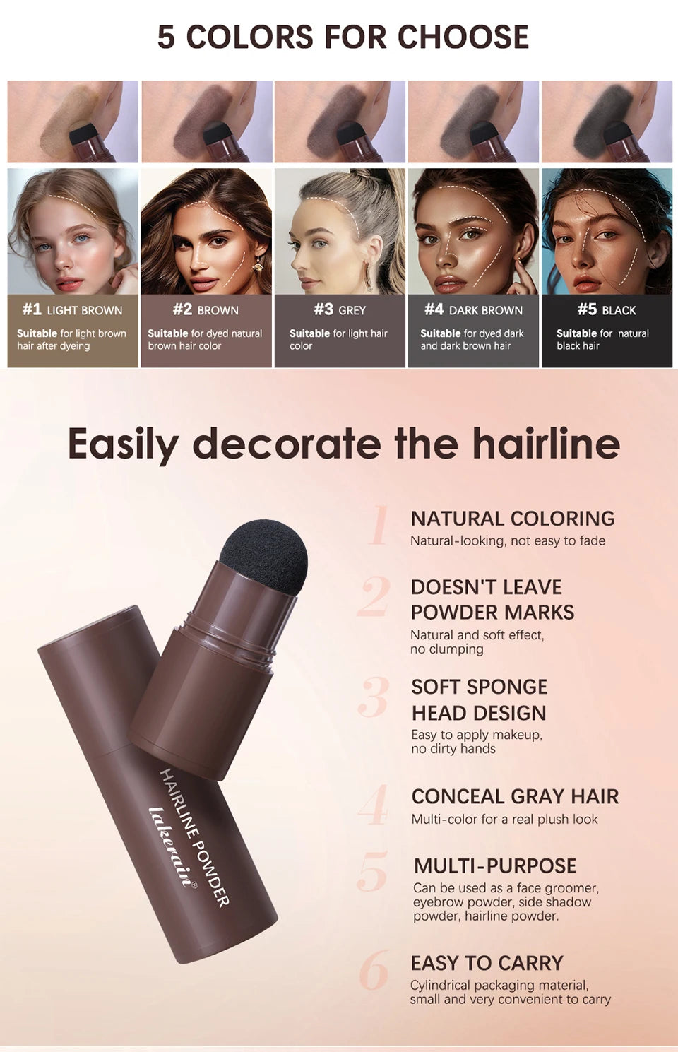 Hairline Shadow Powder Root Cover Up Contour Stick - 9