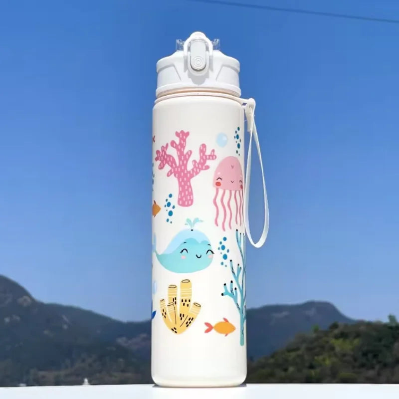 750ml Kids Cartoon Water Bottle with Straw Leak Proof Portable Cup - 17