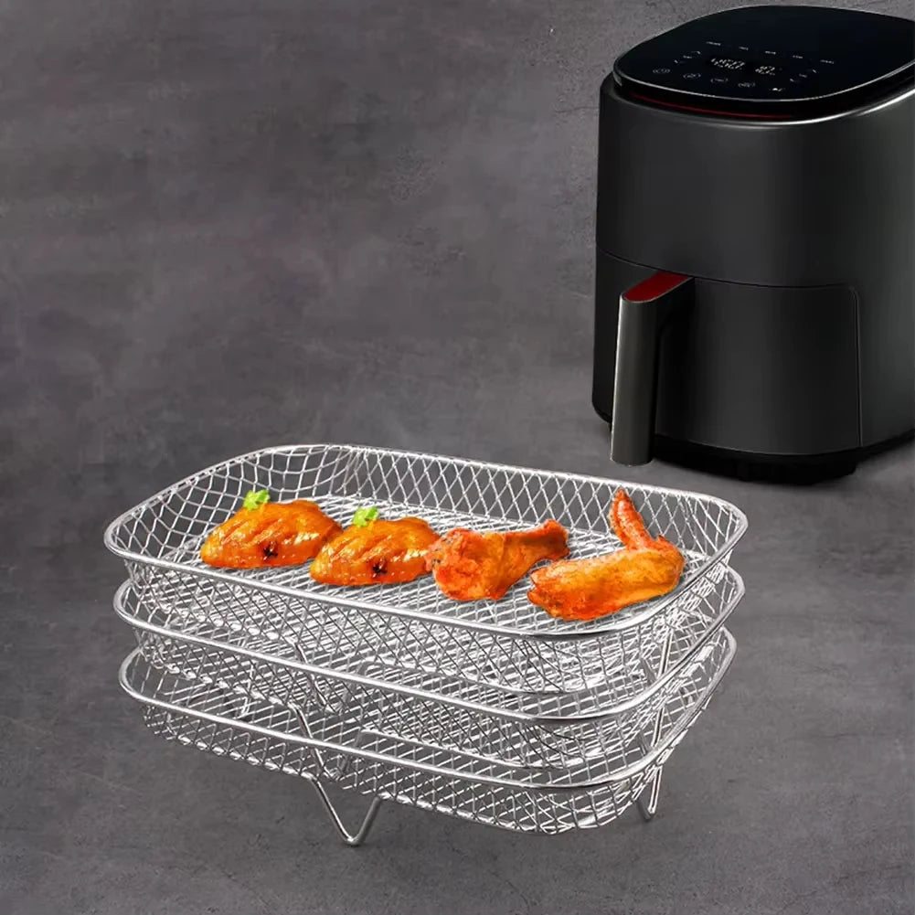 Stackable Air Fryer Rack Stainless Steel Grilling and Steaming Tray - 19