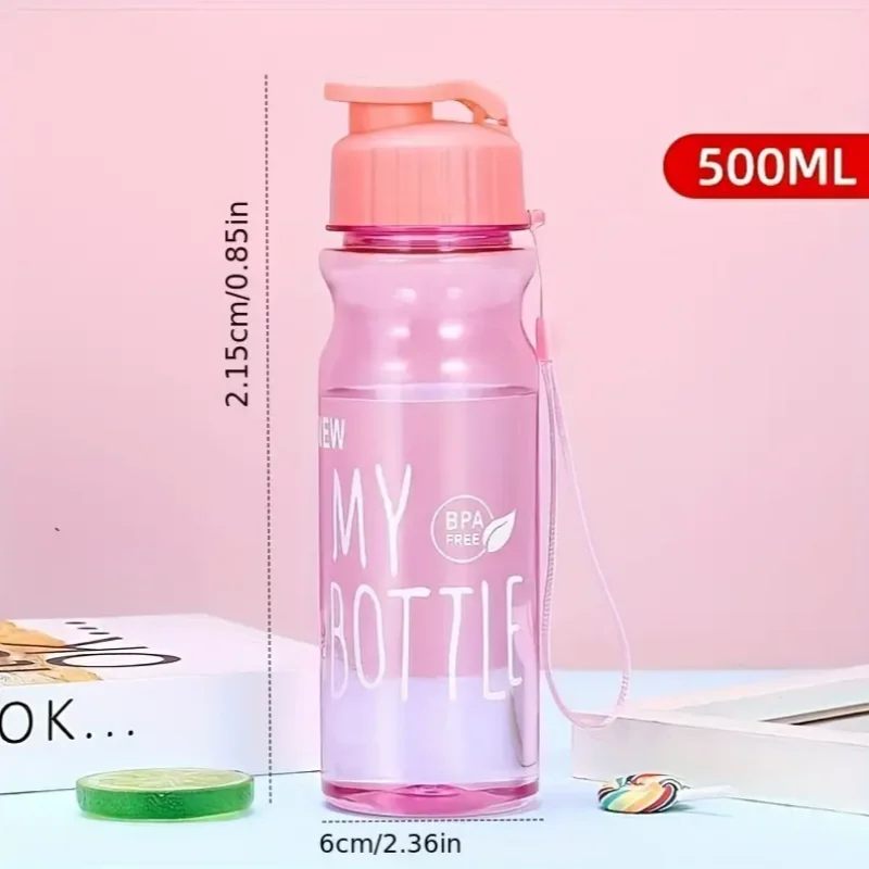 Fantia 500ml Transparent Sports Water Bottle with Strap for Hiking - 13