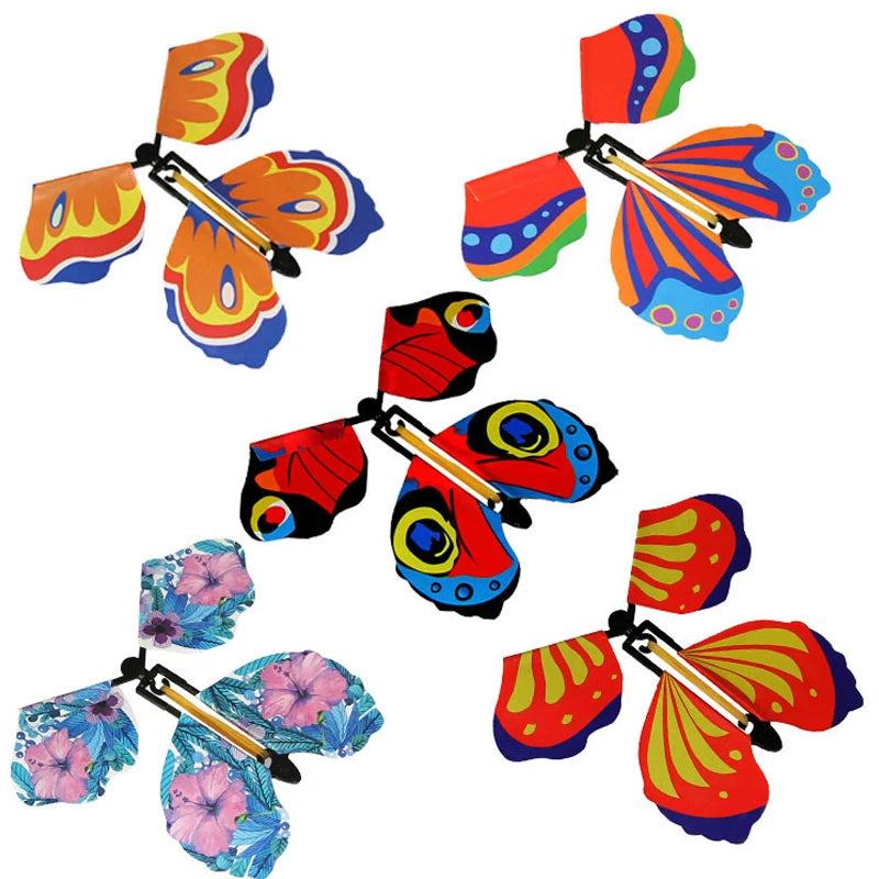Magic Flying Butterfly Wind Up Toy Surprise Greeting Card Prop