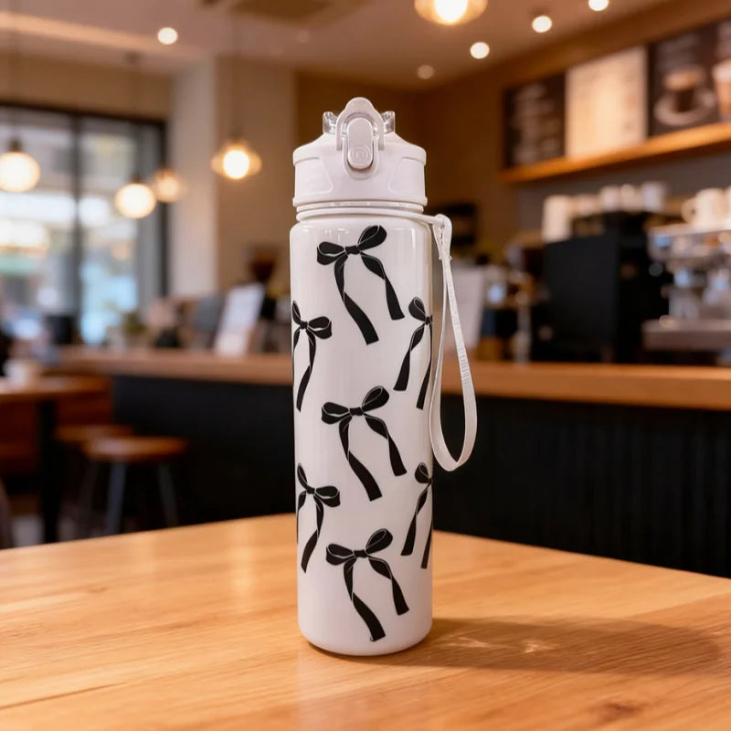750ml Cute Pattern Water Bottle Leak Proof Sports Jug with Straw Strap - 13