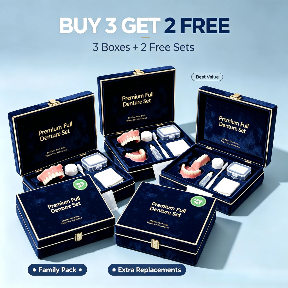 Silicone False Teeth Kit Upper Lower Smile Set