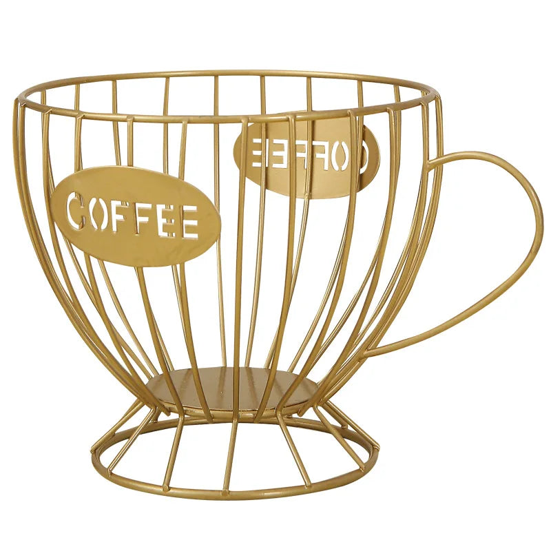 Metal Coffee Pod Holder Large Capacity Capsule Organizer Storage Basket - 10