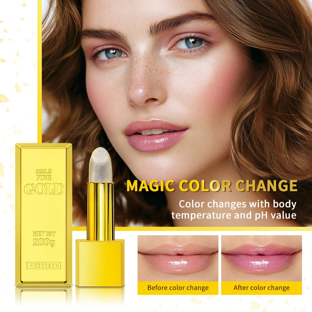 24K Gold Color Changing Lipstick & Moisturizing Lip Balm - 2