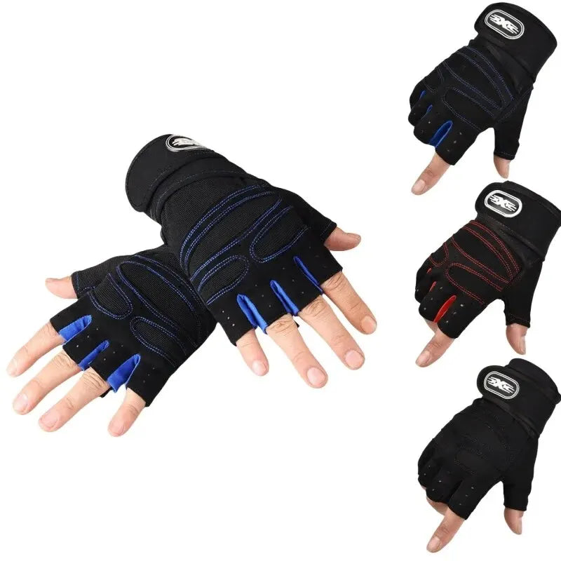 Unisex Half Finger Fitness Gloves Workout Training Wrist Support