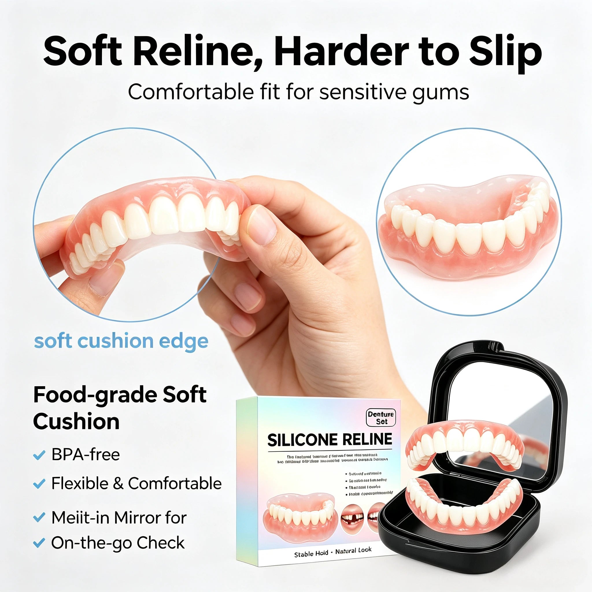 Soft Silicone Dentures Full Set Upper And Lower False Teeth - 2