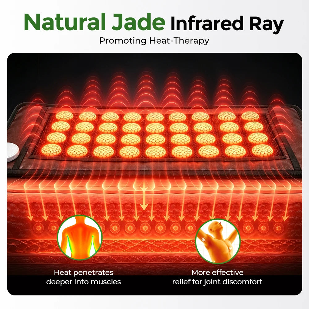 Natural Jade Stone Heating Pad Hot Compress Timing Mat - 3