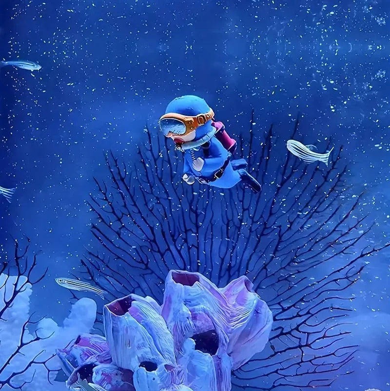 Floating Scuba Diver Aquarium Decoration Fish Tank Landscaping Ornament - 2
