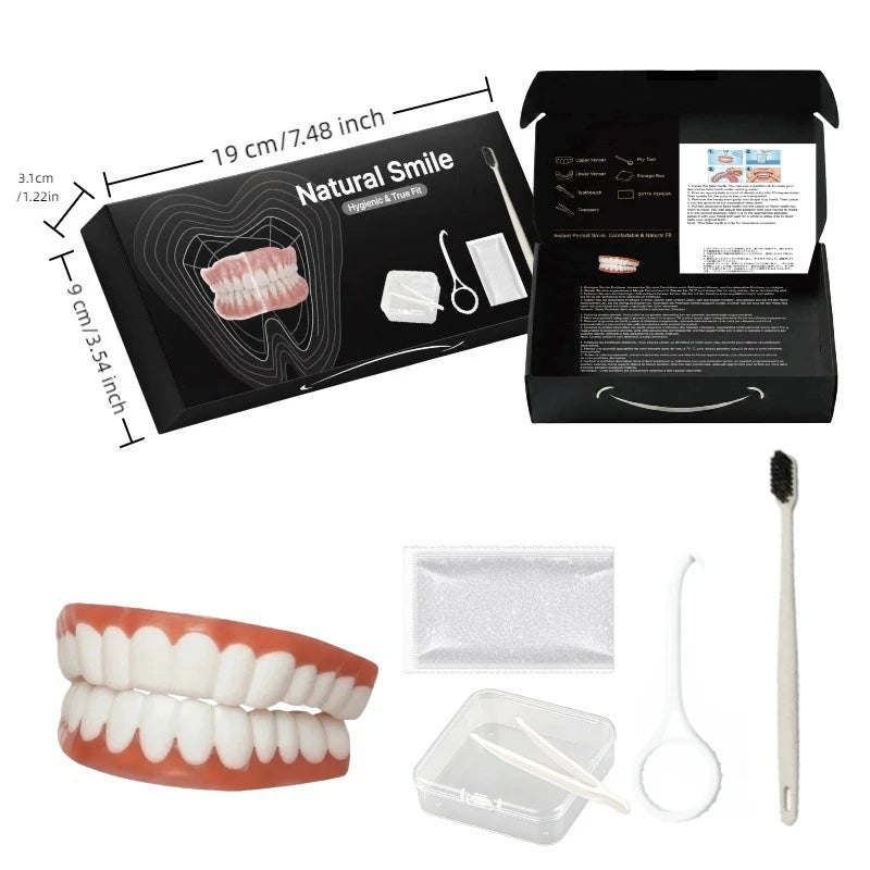 Complete Full Mouth Denture Set Soft Silicone Reline False Teeth - 8