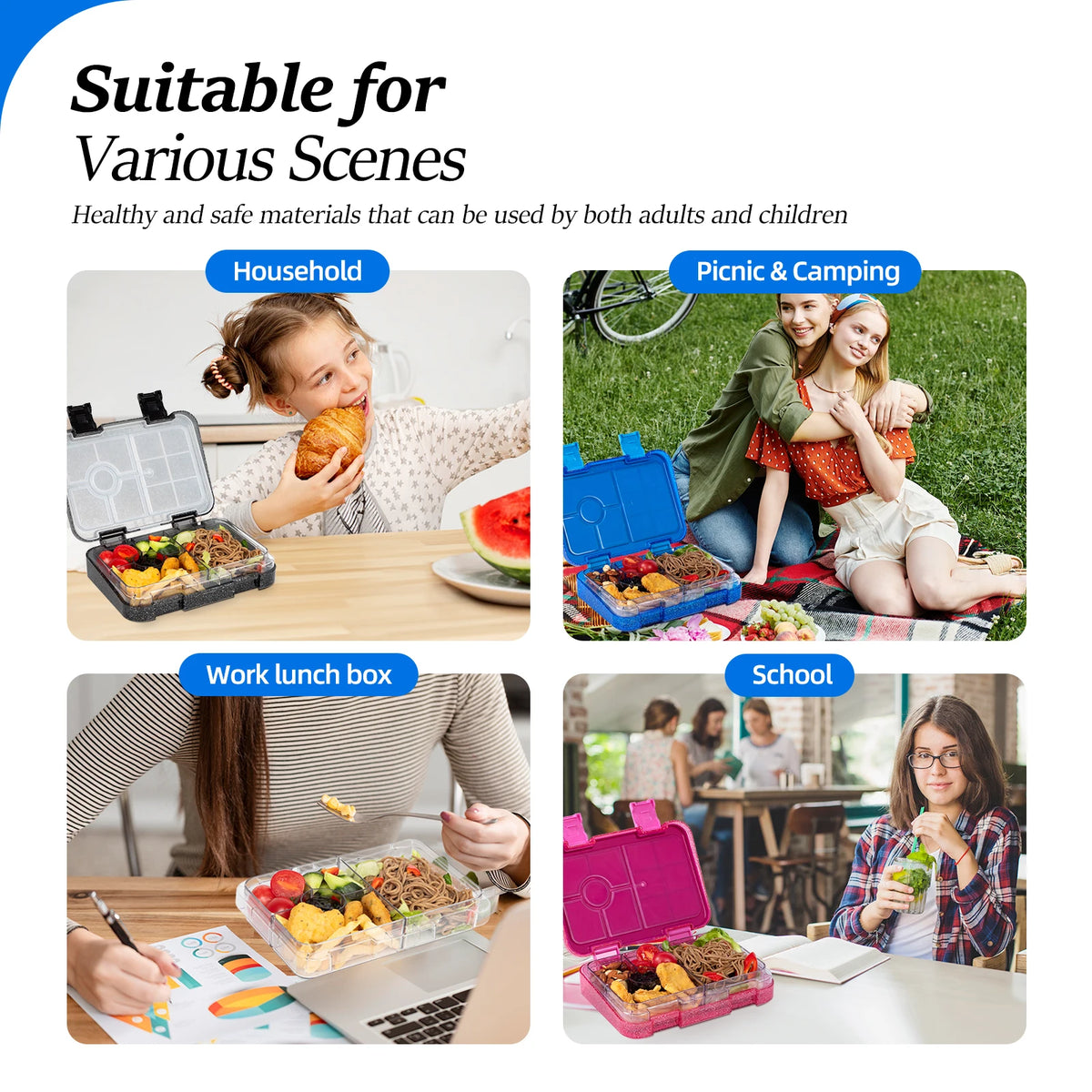 Portable Bento Lunch Box Leak Proof Food Container for School and Office