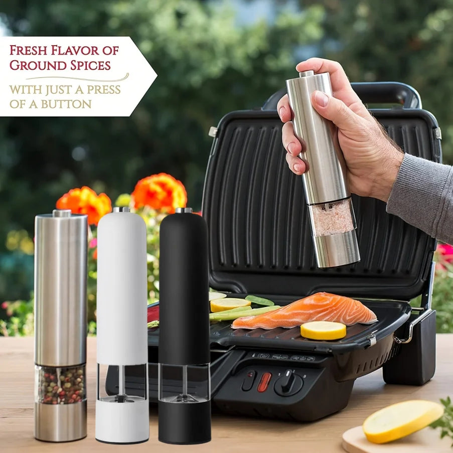 2PCS Electric Salt and Pepper Grinder Set Automatic Spice Mill Shaker - 7