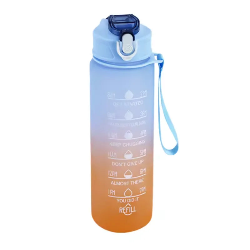 750ml Motivational Water Bottle with Time Marker Leakproof Sport Jug