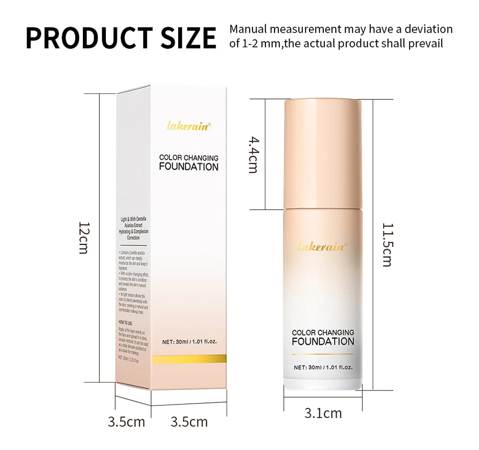 Lakerain Color Changing Liquid Foundation Moisturizing Base Makeup - 16