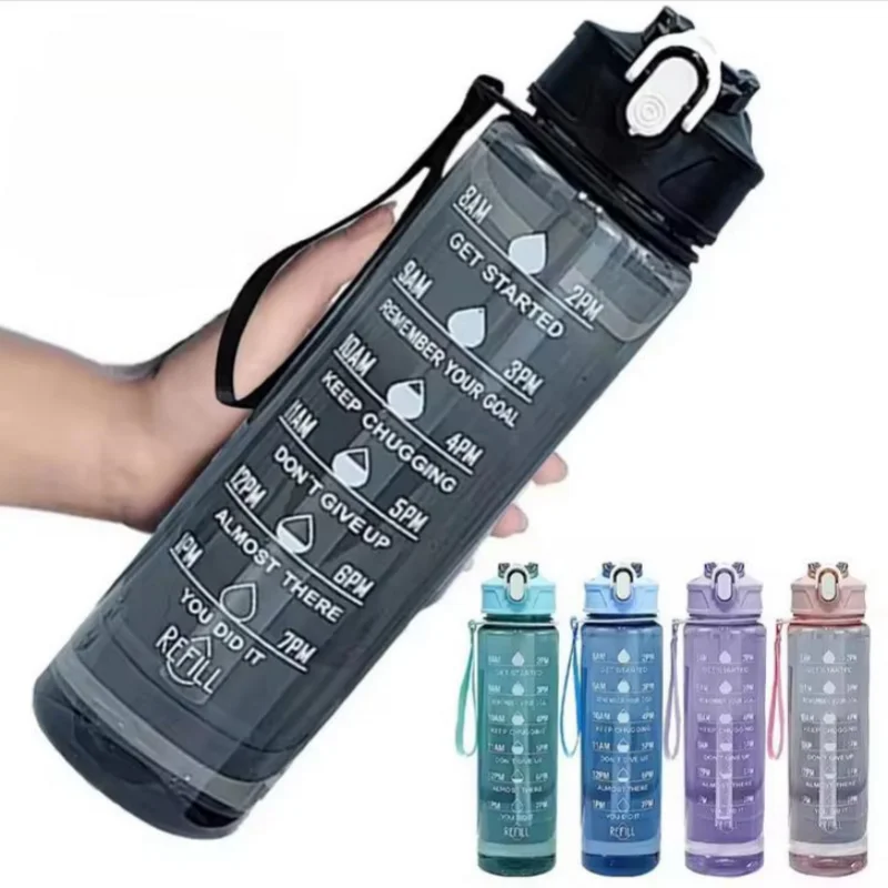 900ml Motivational Water Bottle with Straw Leak Proof Sports Mug - 7
