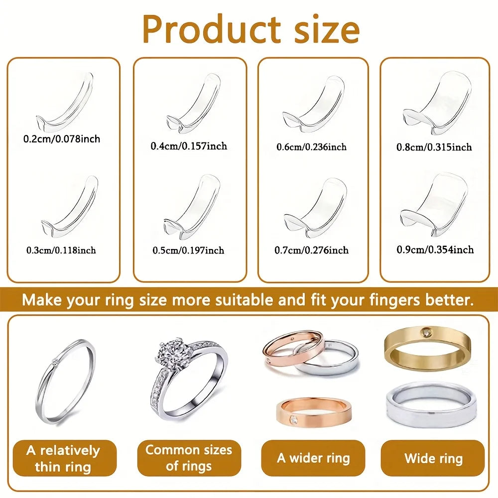 16pcs Invisible Ring Size Adjuster Silicone Ring Guard Sizer Retainer - 6