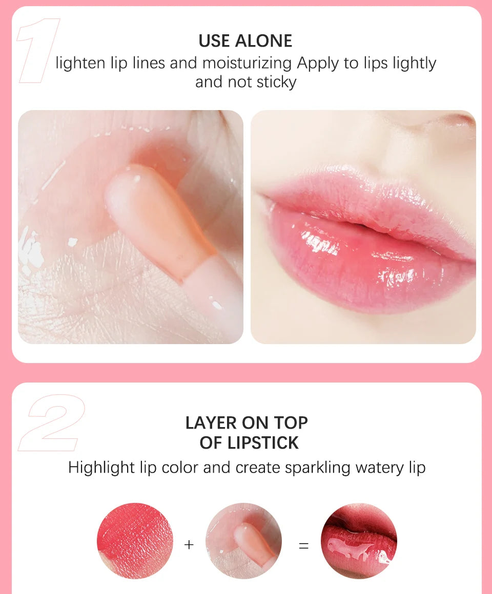 Lip Oil Plumping Gloss Crystal Jelly Moisturizing Tinted Lip Plumper