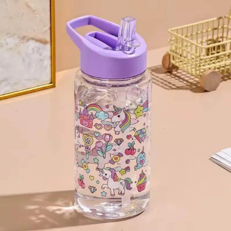 500ml Cute Dinosaur Straw Water Bottle Portable BPA Free Travel Cup