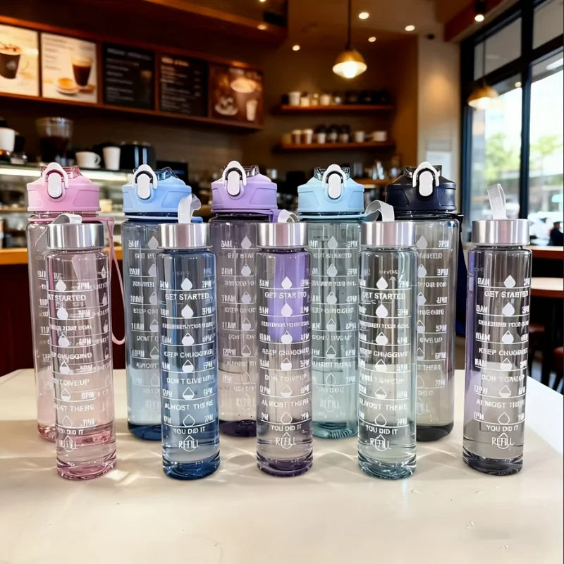Fantia Reusable Sports Water Bottle With Straw Large Capacity Gym Cup - 1