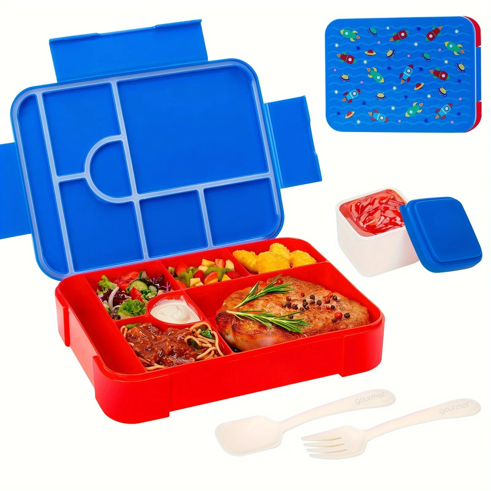 Leak-Proof Bento Lunch Box Set Divided Food Container for Kids - 9