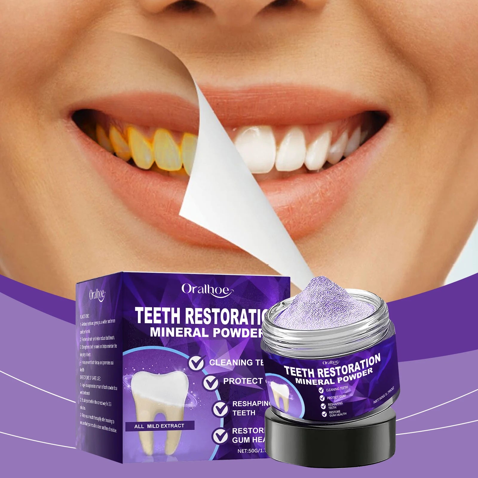 Teeth Whitening Powder Stain Remover Tooth Polish - 2