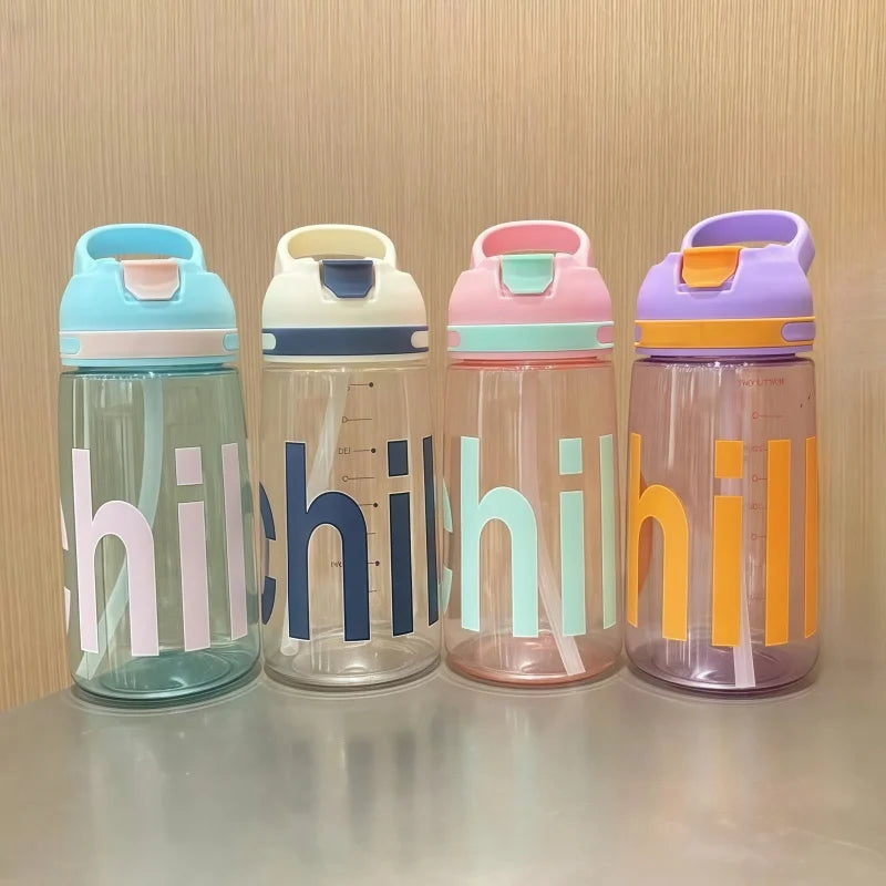 450ml Sports Water Bottle Leak Proof Portable Straw Drinking Cup - 1
