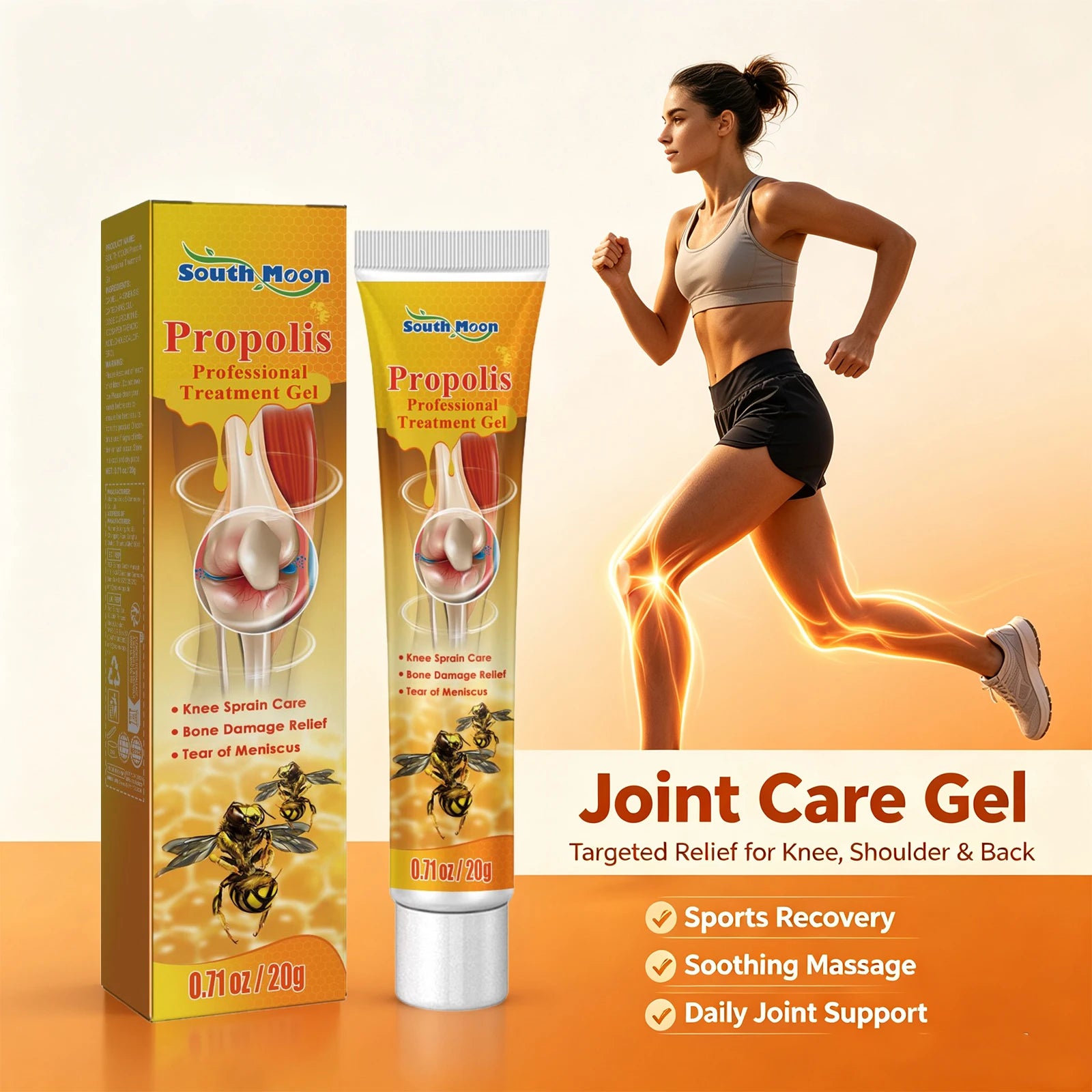Propolis Joint Care Gel Soothing Massage Cream for Knees and Back - 4
