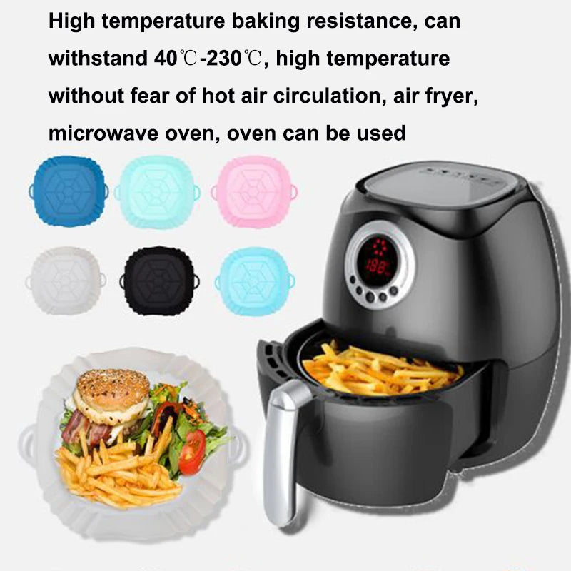 Square Silicone Air Fryer Liner Reusable Baking Pot Tray Basket